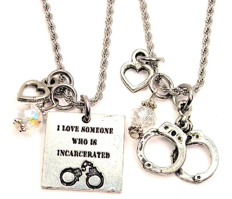 luxury wedding necklaces for women -I Love Someone Incarcerated Set Of 2 Rope Chain Necklaces