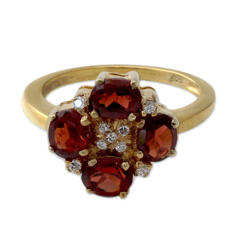 oval rings for women -Novica Handmade Secretly In Love Gold Vermeil Garnet Cocktail Ring