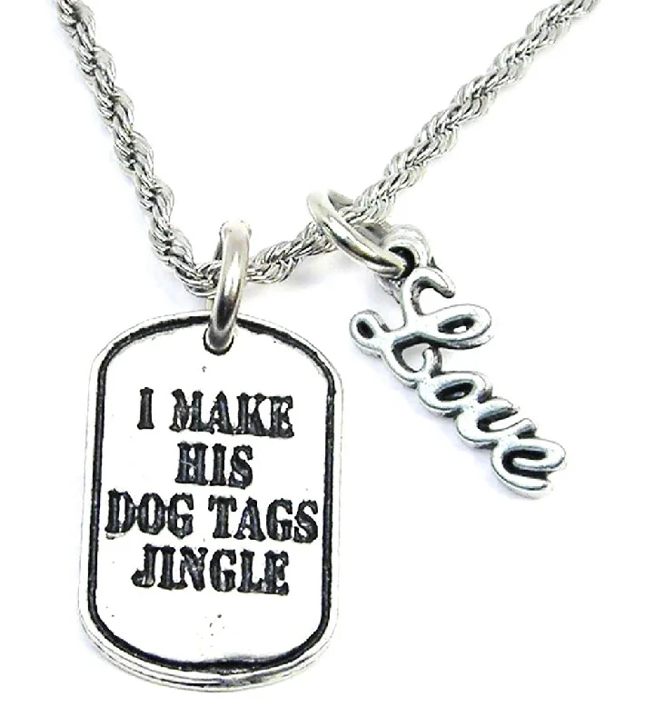 crystal pendant necklaces for women -I Make His Dog Tags Jingle 20" Rope Necklace With Love