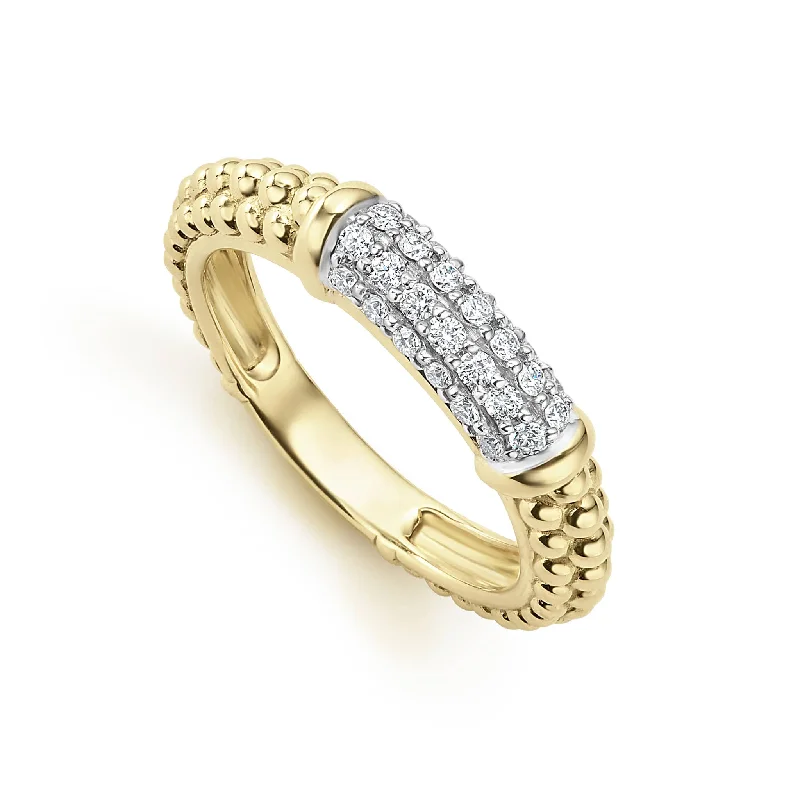 luxury diamond wedding rings -Caviar Gold 18K Gold Caviar Diamond Stacking Ring