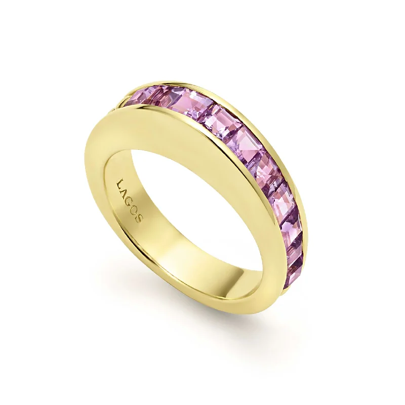 multi-stone rings for women -Studio 18K Gold Amethyst Stacking Ring