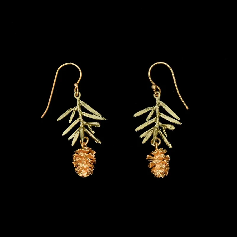 gold hoop earrings for women -Pine Needle Earrings - Wire Drop