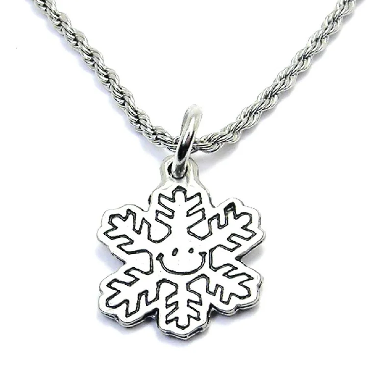 crystal pendant necklaces for women -Smiling Snowflake Single Charm Necklace