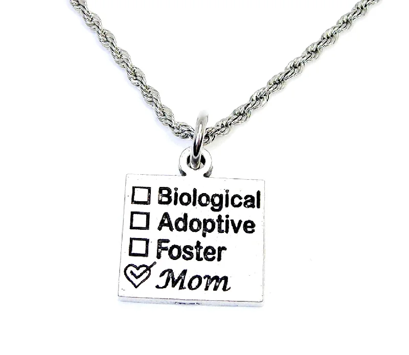 stylish pearl necklaces for women -Biological Foster Adoptive LOVE MOM 20" Chain Necklace