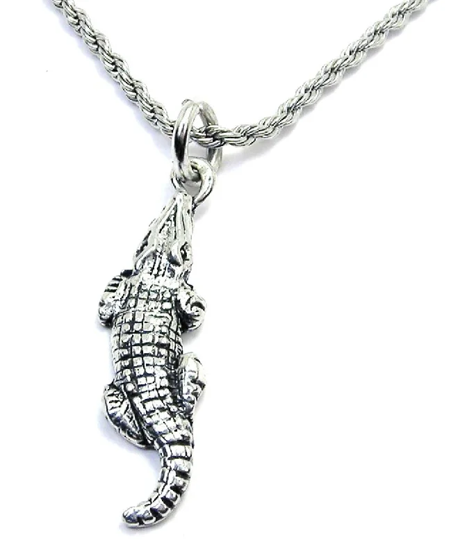 moonstone necklaces for women -Crocodile Alligator Single Charm Necklace