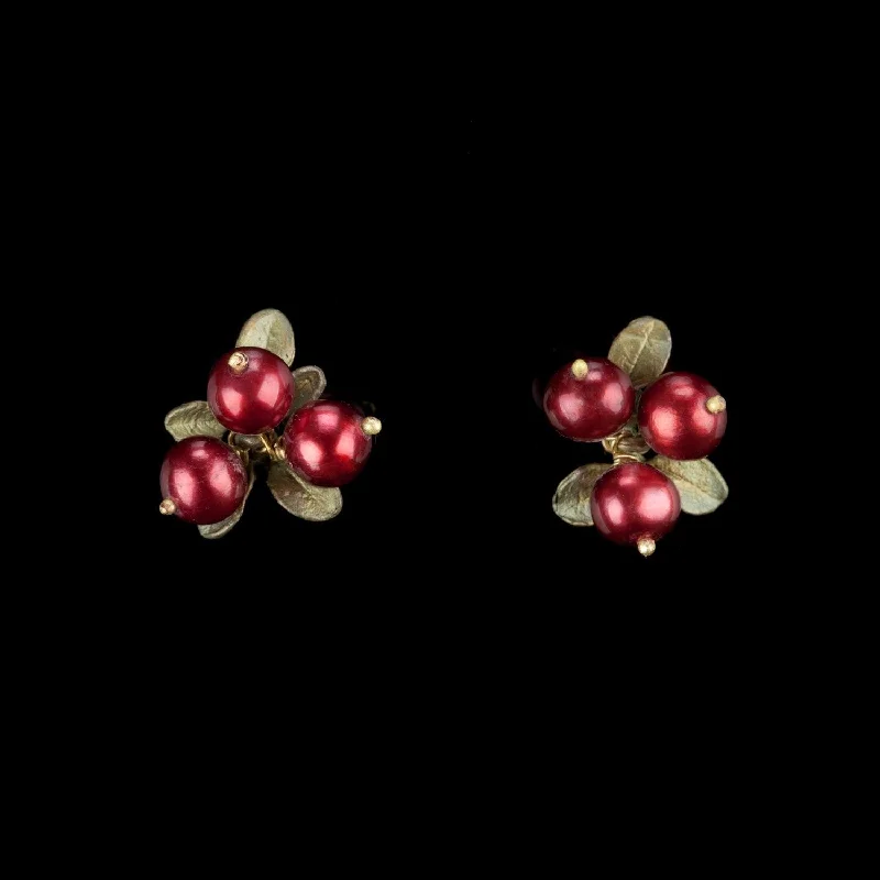 minimalist gold earrings for women -Cranberry Earrings - 3 Berry Post