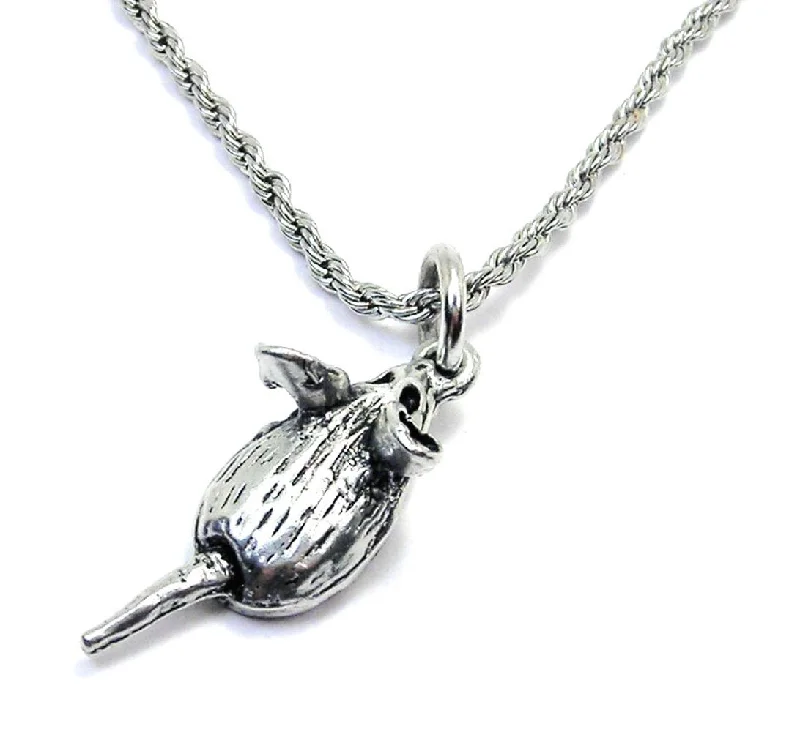 silver chain necklaces for women -Rat Single Charm Necklace