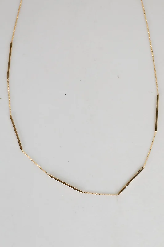 luxurious necklaces for women -Andrea Gold Bar Chain Necklace