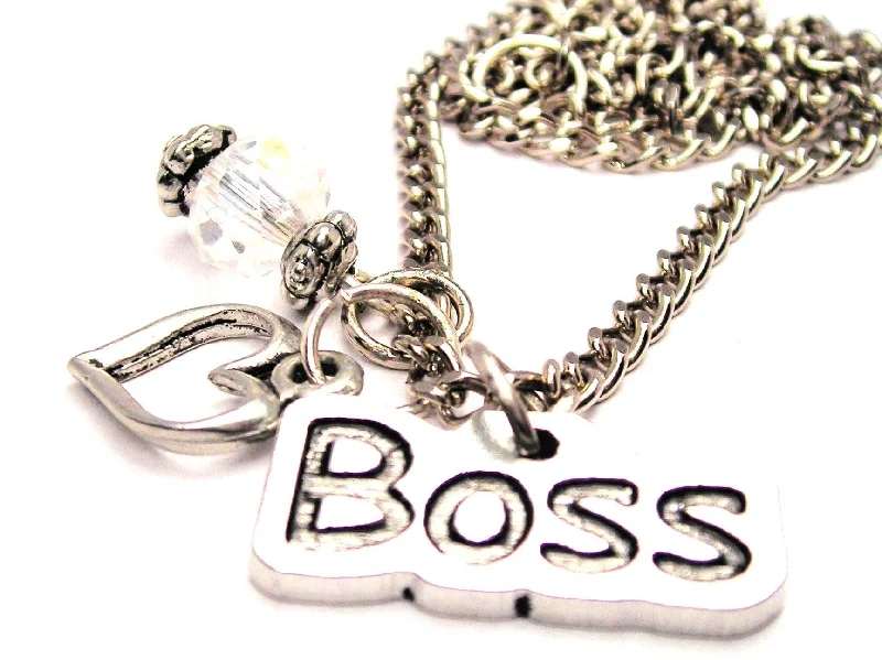 vintage gold necklaces for women -Boss Necklace with Small Heart