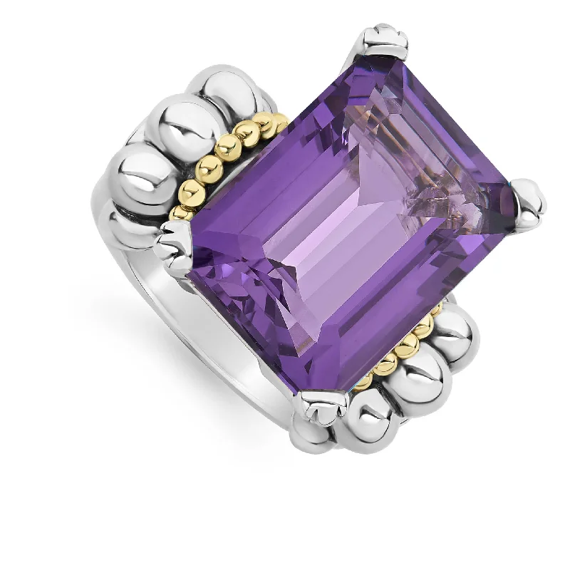 adjustable rings for women -Glacier Extra Large Emerald-Cut Amethyst Ring