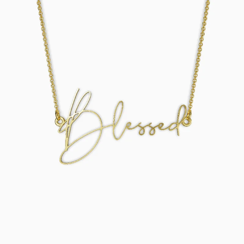 gold plated necklaces for women -Personalized Inspiration Necklace - Blessed