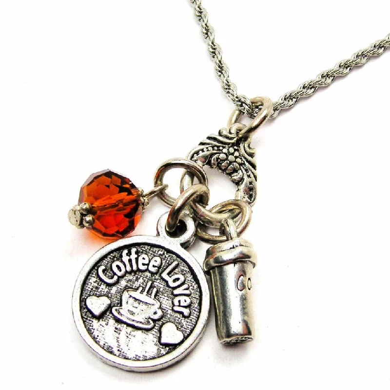 women's silver necklaces -Coffee Lover Catalog Necklace