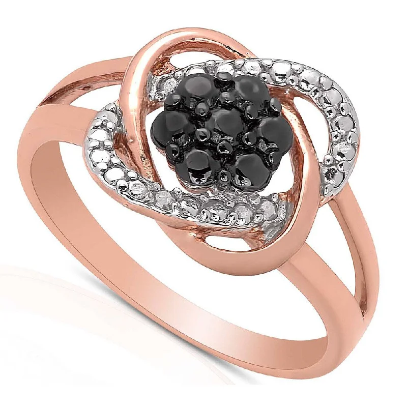 chunky rings for women -Finesque Rose Gold Over Sterling Silver Diamond Accent Love Knot Design Ring