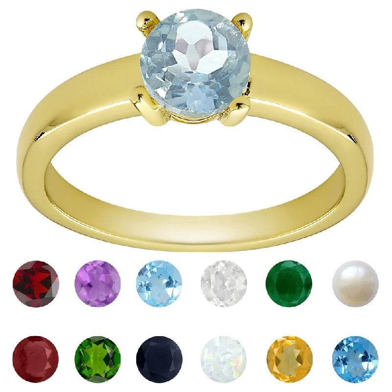 eternity diamond wedding rings -Dolce Giavonna Gold Overlay Gemstone Birthstone Solitaire Ring