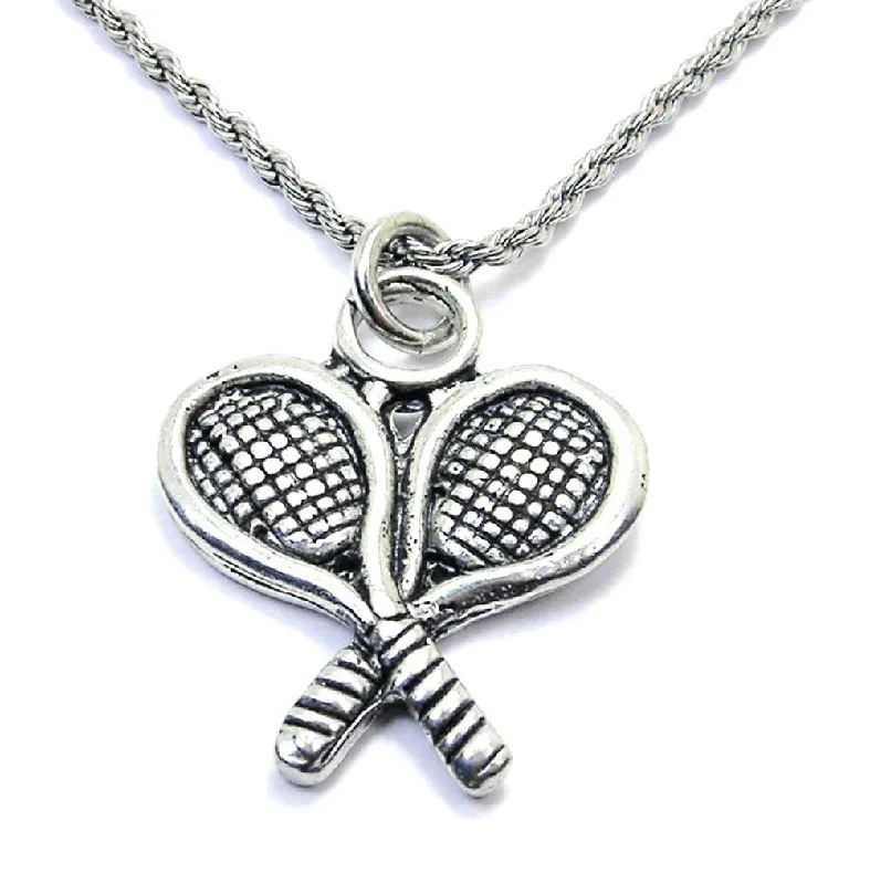 luxury necklaces for brides -Large Tennis Racquets Single Charm Necklace