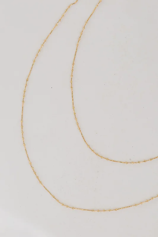 moonstone necklaces for women -FINAL SALE - Mia Gold Layered Chain Necklace