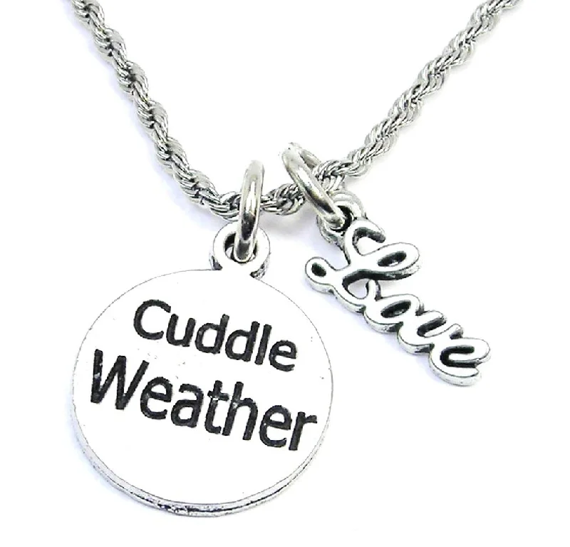 fashion choker necklaces -Cuddle Weather 20" Rope Necklace With Love