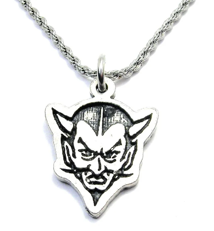 statement necklaces for women -Devil Head Single Charm Necklace