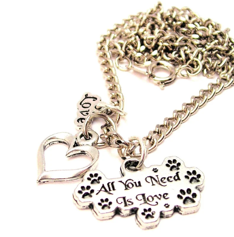 gold plated necklaces for women -Paw Prints All You Need Is Love Little Love Necklace