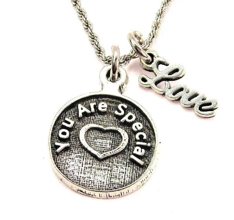 personalized heart necklaces -You Are Special 20" Chain Necklace With Cursive Love Accent