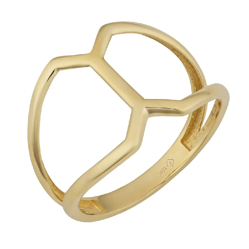 heart-shaped rings for women -Fremada 10k Yellow Gold High Polish Geometric Ring (size 6 - 9)