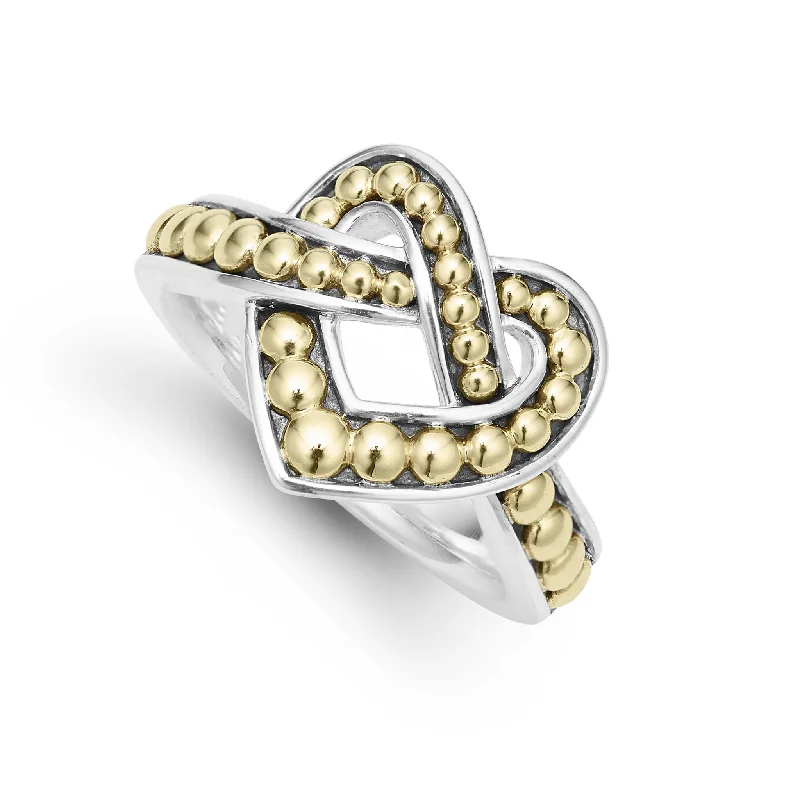 gold plated rings for women -Beloved Large Two-Tone Heart Ring