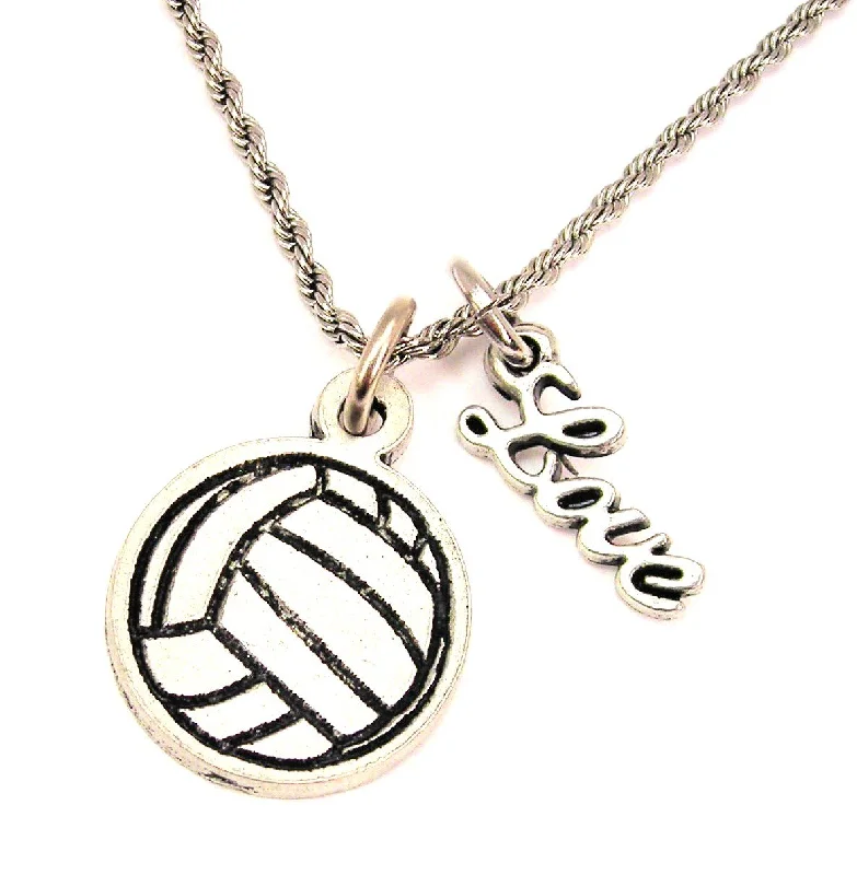 custom name necklaces for women -Volley Ball 20" Chain Necklace With Cursive Love Accent