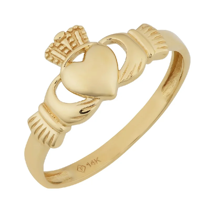 gemstone rings for women -Fremada 14k Yellow Gold High Polish Claddagh Ring