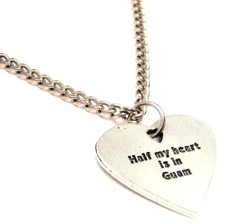 floral necklaces for women -Half My Heart Is In Guam Single Charm Necklace