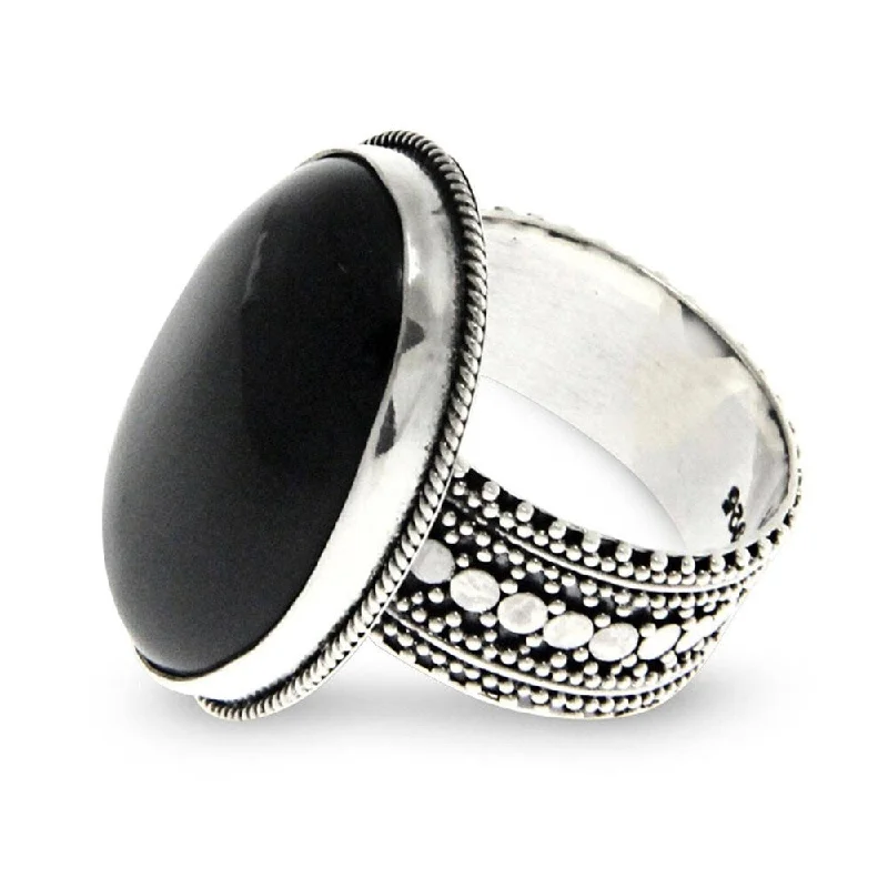 adjustable rings for women -NOVICA Handmade Sterling Silver 'Oracle' Onyx Ring (Indonesia)