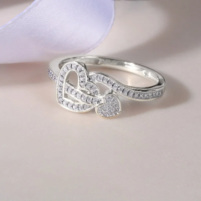 engagement rings with diamonds -1/6ct TDW Diamond Double Heart Ring in 10k Gold