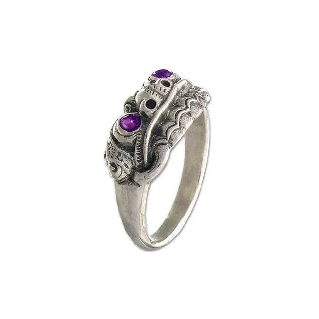 vintage engagement rings -Handmade Immortal Eclipse Amethyst Men's Ring (Indonesia)