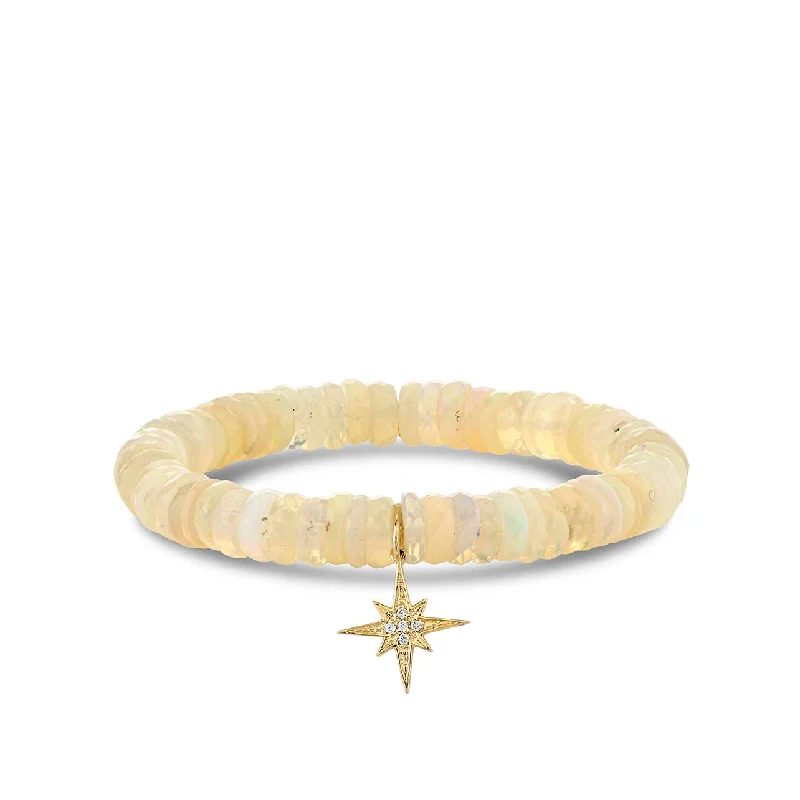 spiral bangles for women -Gold & Diamond Small Starburst on Ethiopian Opal