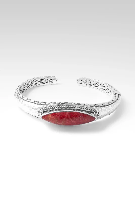 cuff bracelets for women -Flourishing Faith Cuff™ in Red Sponge Coral