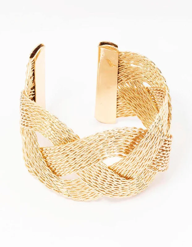 gold-tone bangles for women -Gold Cross Over Twisted Wrist Cuff