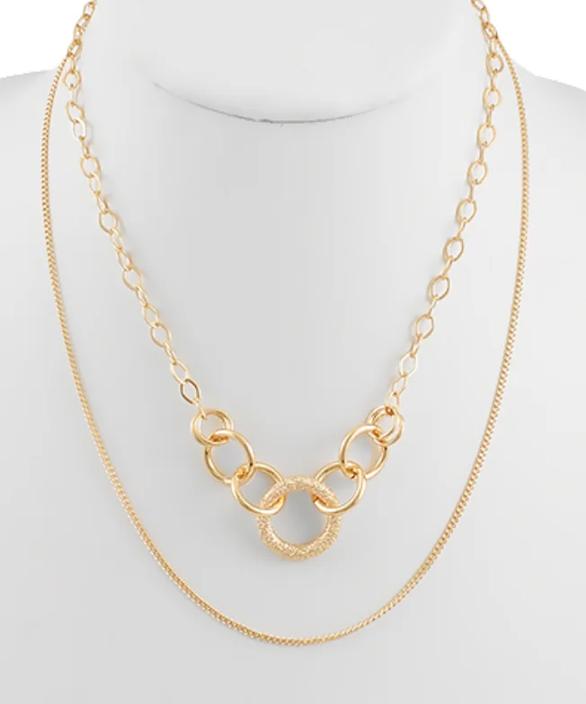 heart necklaces for women -O Link Layered Gold Necklace