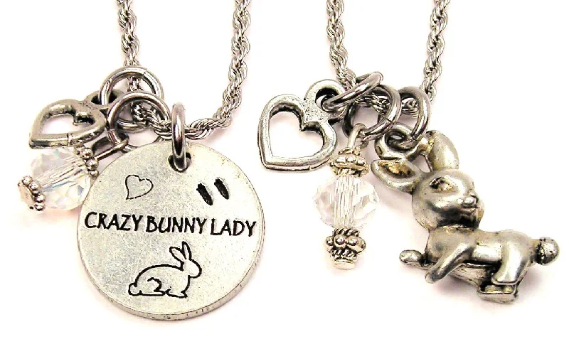 personalized necklaces for women -Crazy Bunny Lady Set Of 2 Rope Chain Necklaces