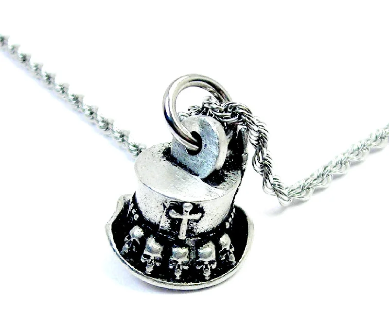 fashion choker necklaces -Baron Samedi top hat Voodoo  Single Charm Necklace