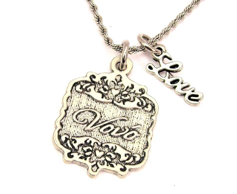 personalized zodiac necklaces -Vovo Victorian Scroll 20" Chain Necklace With Cursive Love Accent