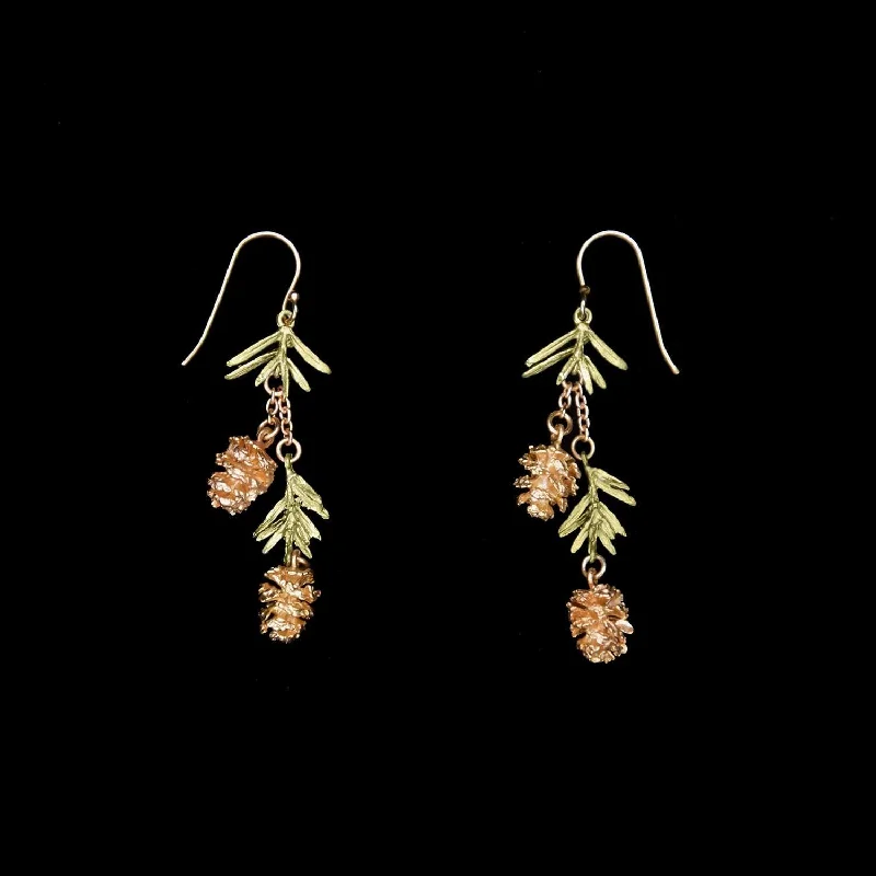 trendy earrings for women -Pine Needle Earrings - Statement