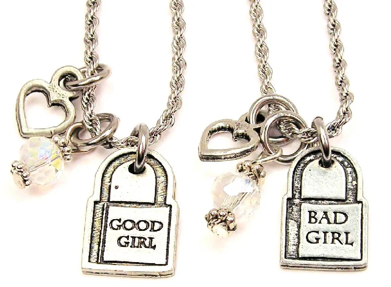 gemstone layered necklaces -Good Girl Bad Girl Set Of 2 Rope Chain Necklaces