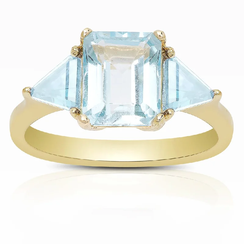 stackable rings for women -Dolce Giavonna Gold Over Sterling Silver Garnet or Blue Topaz Solitaire Ring