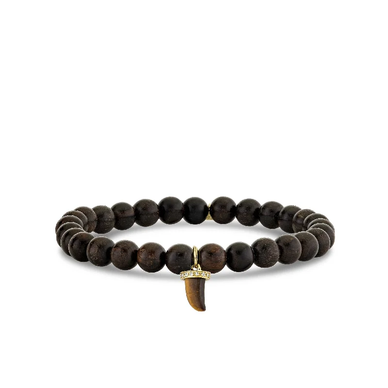 pearl bracelets for women -Gold & Diamond Mini Horn on Ebony