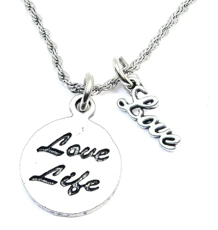 wedding necklaces for women -Love Life 20" Rope Necklace With Love