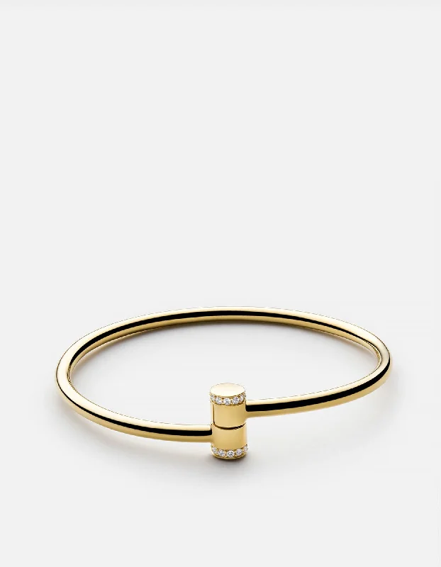 boho bracelets for women -Pillar Cuff, 14k Gold Pavé