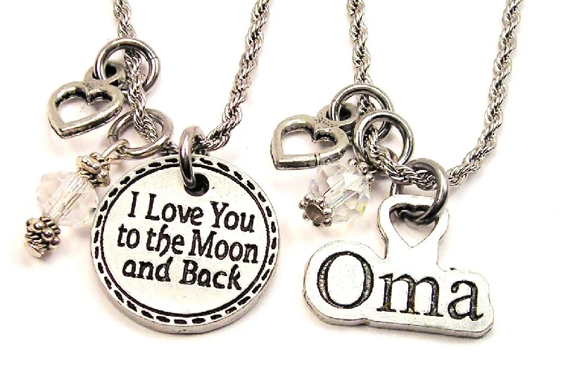 adjustable gold necklaces for women -Oma I Love You To The Moon And Back Set Of 2 Rope Chain Necklaces