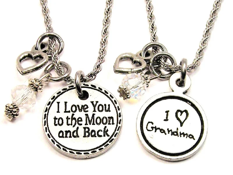 classic pendant necklaces for women -Grandma I Love You To The Moon And Back Set Of 2 Rope Chain Necklaces