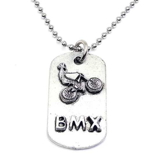 minimalist gold necklaces for women -BMX Bike Catalog Dog Tag Necklace