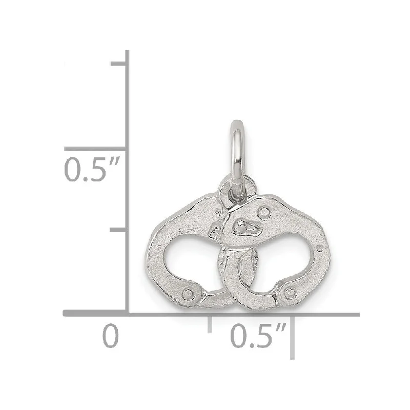 trendy bracelet designs -Diamond2Deal 925 Sterling Silver Handcuffs Pendant (L- 11 mm, W- 17 mm)