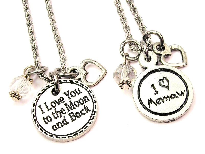 personalized initial necklaces -Love For Memaw Set Of 2 Rope Chain Necklaces